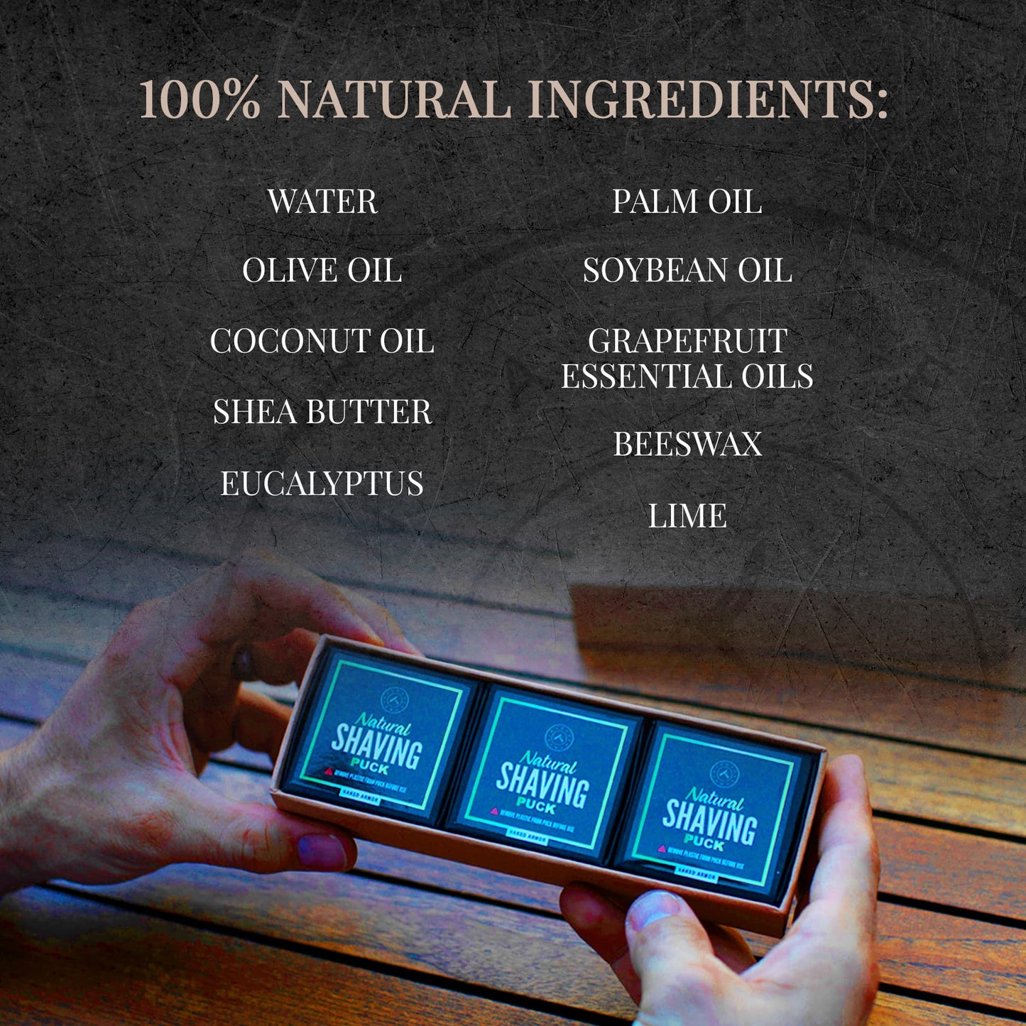 Naked Armor 3-Pack Natural Shave Soap Pucks - Wet Shaving Soap for Sensitive Skin - Organic Ingredients with Shea Butter & Eucalyptus - Premium Beauty and Personal Care Naked Armor