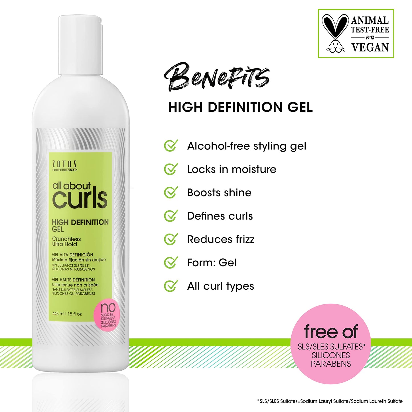 ALL ABOUT CURLS High Definition Gel | Crunchless Ultra Hold | Define, Moisturize, De-Frizz | All Curly Hair Types | Vegan & Cruelty Free | Sulfate Beauty & Personal Care ALL ABOUT CURLS