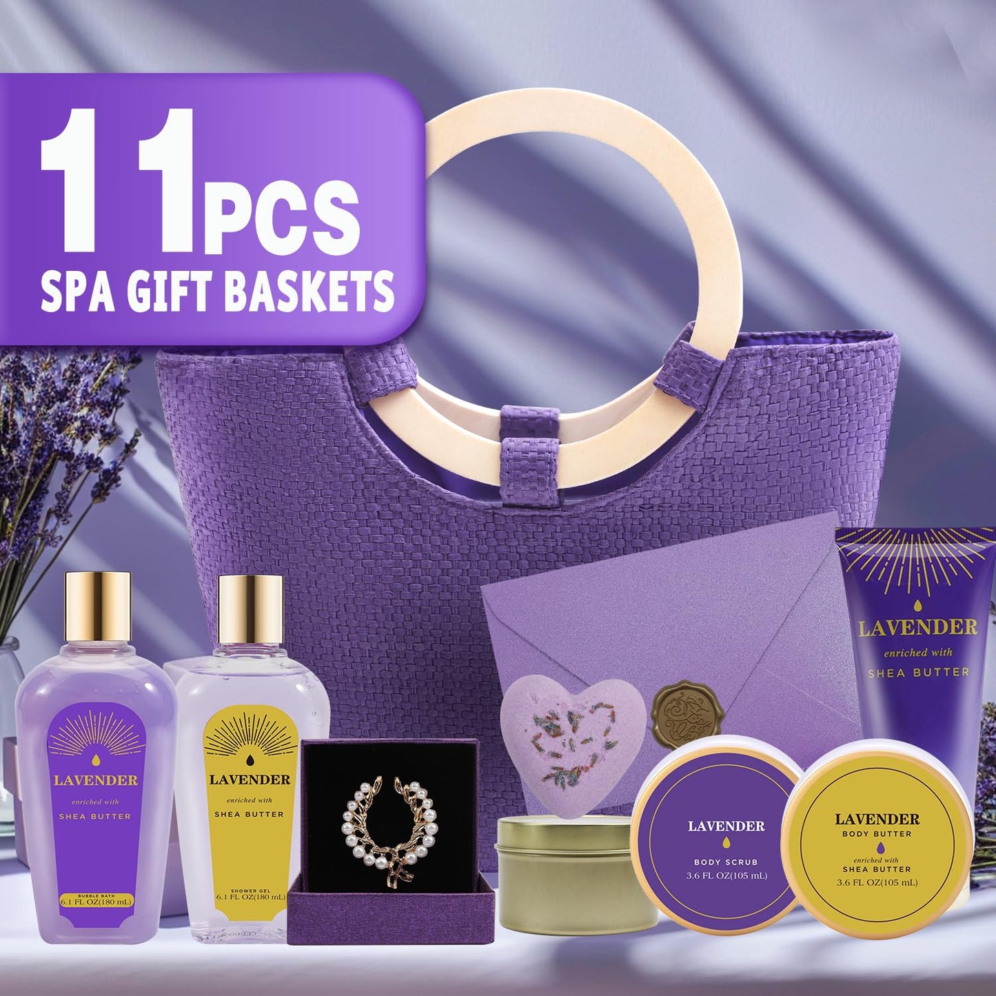 Spa Luxetique New Lavender 11pc Gift Baskets Birthday Gifts for Her Beauty and Personal Care spa luxetique
