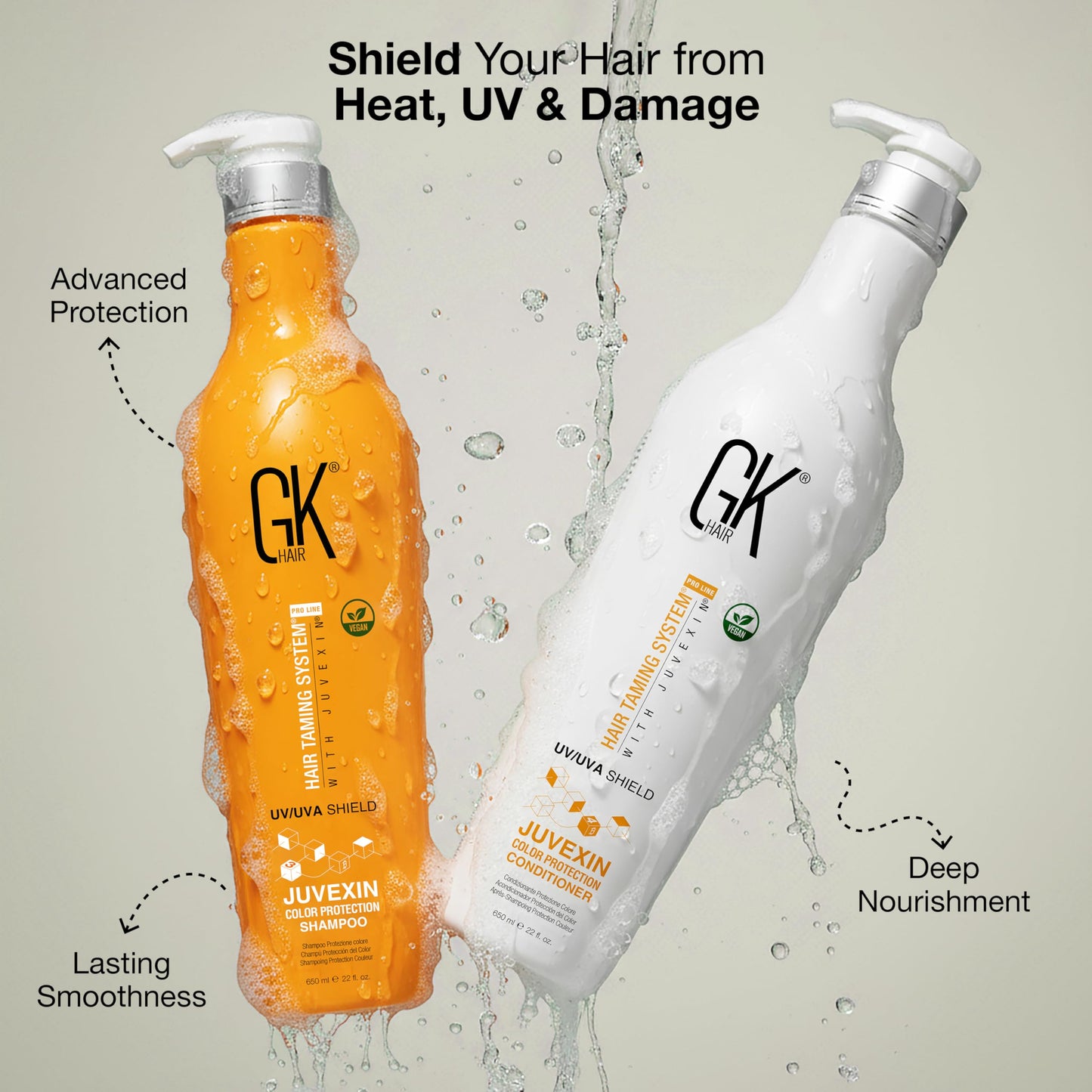 GK HAIR Color Protection Shield Shampoo and Conditioner - Blocks UV/UVA Rays - Color Treated Hair from Fading - Deep Hydration, Frizz Control Beauty & Personal Care GK HAIR