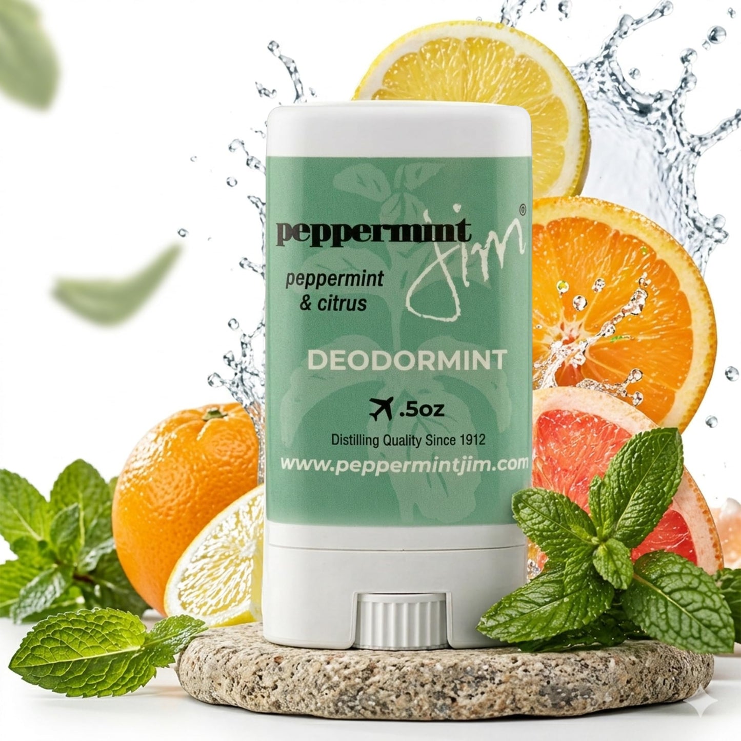 Peppermint Jim Peppermint and Citrus Deodorant Stick 0.5 Oz- Aluminum Free Natural Magnesium Deodorant for Men and Women - Twist Up for Every Day Use Beauty and Personal Care Peppermint Jim