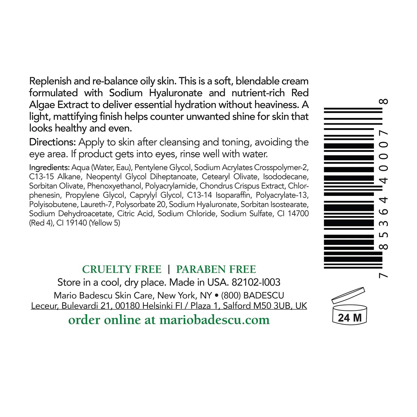 Mario Badescu Control Face Moisturizer for Women and Men with Matte Finish, Ideal Facial Moisturizer for Oily or Sensitive Skin, Lightweight Beauty & Personal Care Mario Badescu