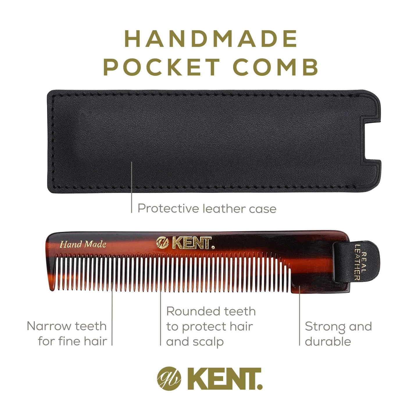 Kent NU22 Handmade All Fine Tooth Pocket Comb for Men, Women and Kids, Hair Comb Straightener for Everyday Grooming Styling Hair, Beard and Mustache Beauty and Personal Care KENT