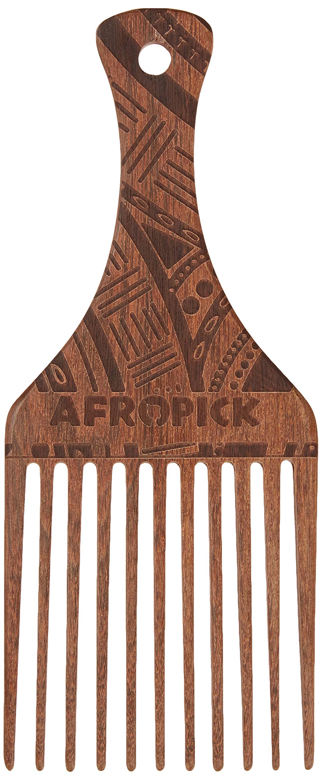 AFROPICK Wood Hair Pick for Long, Thick, Curly, & Afro Hair (Engraved Brown) Beauty & Personal Care Afropick
