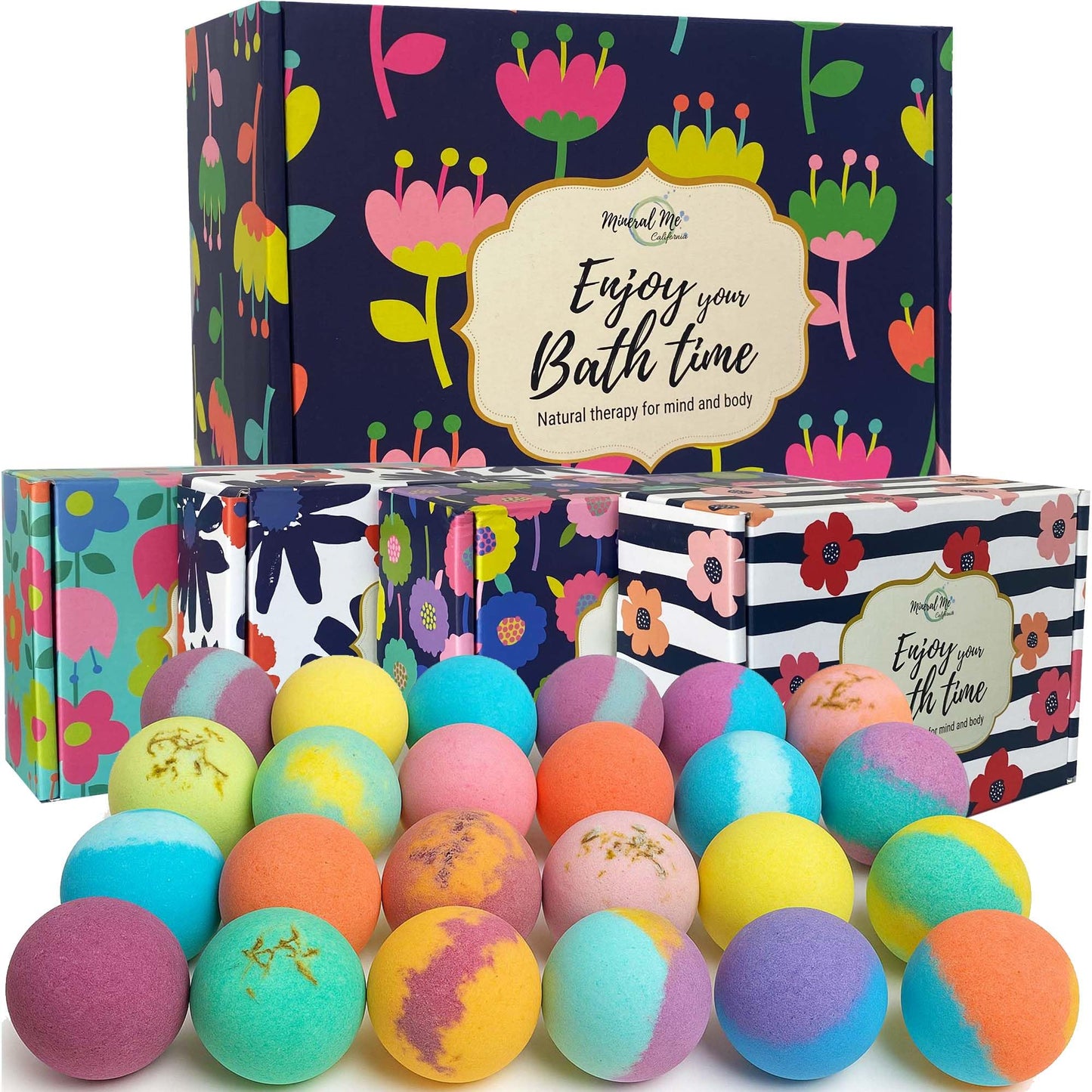 Bath Bombs for Women Gift Set - 24 Natural and Organic Bath Bombs with Essential Oils & Moisturizing Shea Butter, Spa Birthday Gift, Selfcare Gifts Beauty and Personal Care Mineral Me California