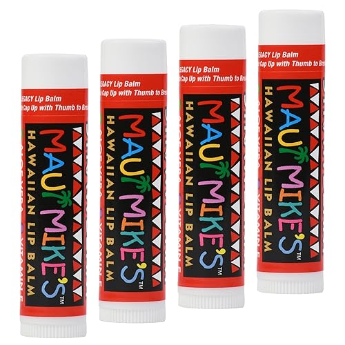MAUI MIKE'S Best Tasting Lip Balm STRAWBERRY (4 PACK) Contains Aloe Vera,Vitamin E and Beeswax. Glides on Smooth Like the Perfect Wave. Great Beauty & Personal Care MAUI MIKE'S