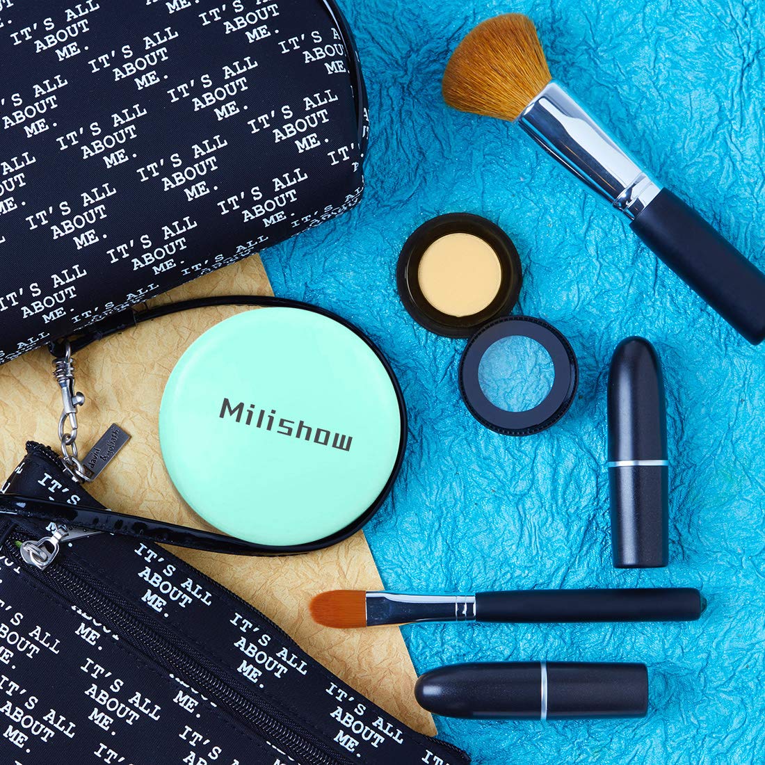 Milishow Compact Mirror with LED Light,1x/10x Magnifying Rechargeable Mirror,3.5in, Dimmable Travel Mirror for Purse,Pocket,Handheld 2-Sided Makeup Beauty & Personal Care Milishow