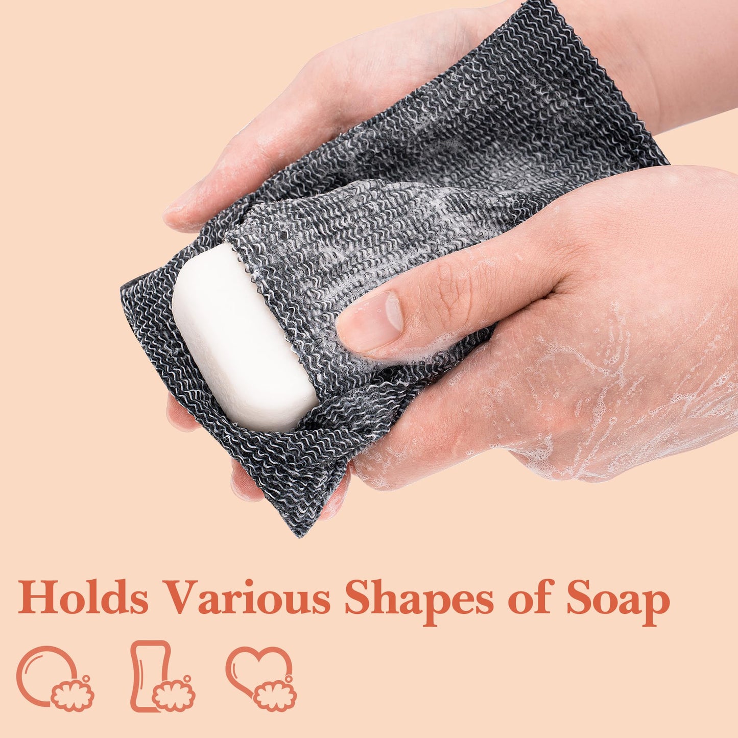 Linkidea 5 Pack Soap Saver Pouch with Hand Loop, Exfoliating Mesh Body Sponge Scrubber, Soap Bar Foaming Lather Pocket for Shower Bath Beauty and Personal Care Linkidea