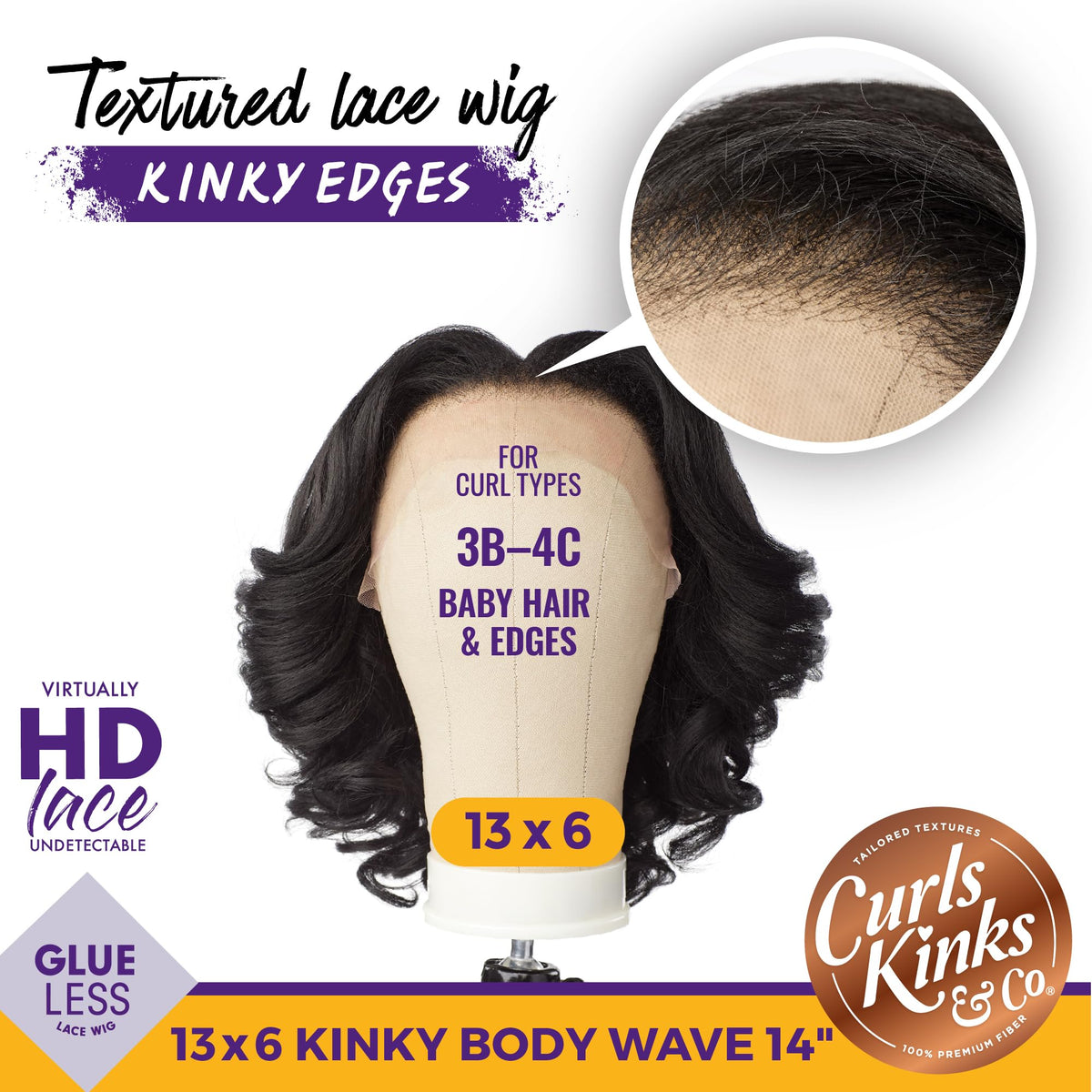 Sensationnel CKCO Kinkyedges Wig-Kinky Body Wave 14 Inch, BALAYAGECOPPER