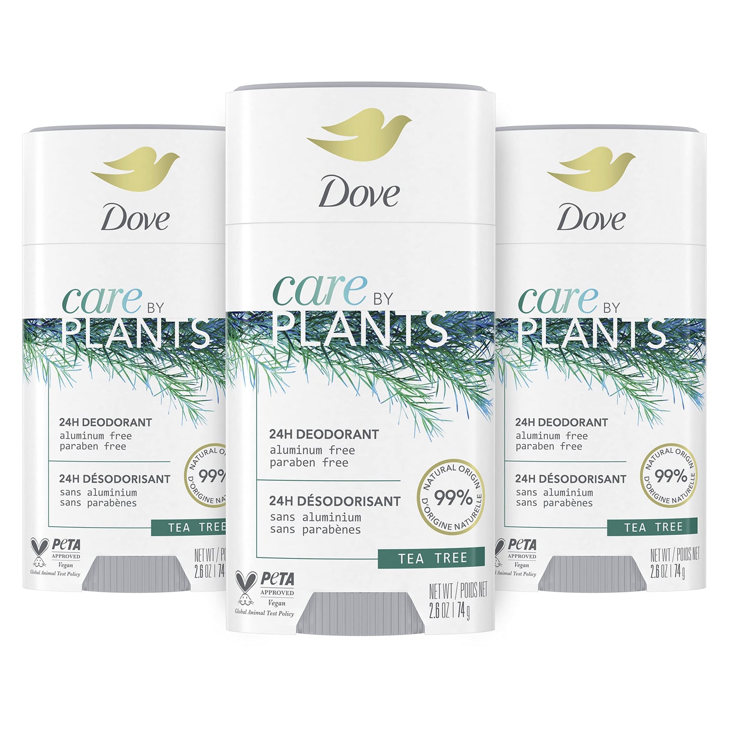 Dove Care by Plants Deodorant Stick for long-lasting deodorant protection Tea Tree aluminum free deodorant 2.6 oz 3 Count Beauty and Personal Care Dove