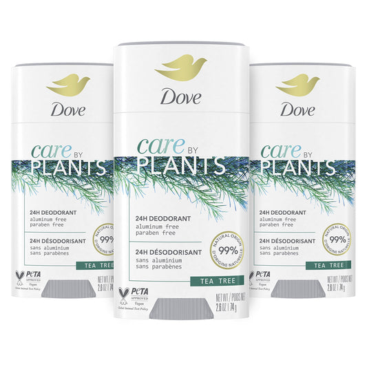 Dove Care by Plants Deodorant Stick for long-lasting deodorant protection Tea Tree aluminum free deodorant 2.6 oz 3 Count Beauty and Personal Care Dove