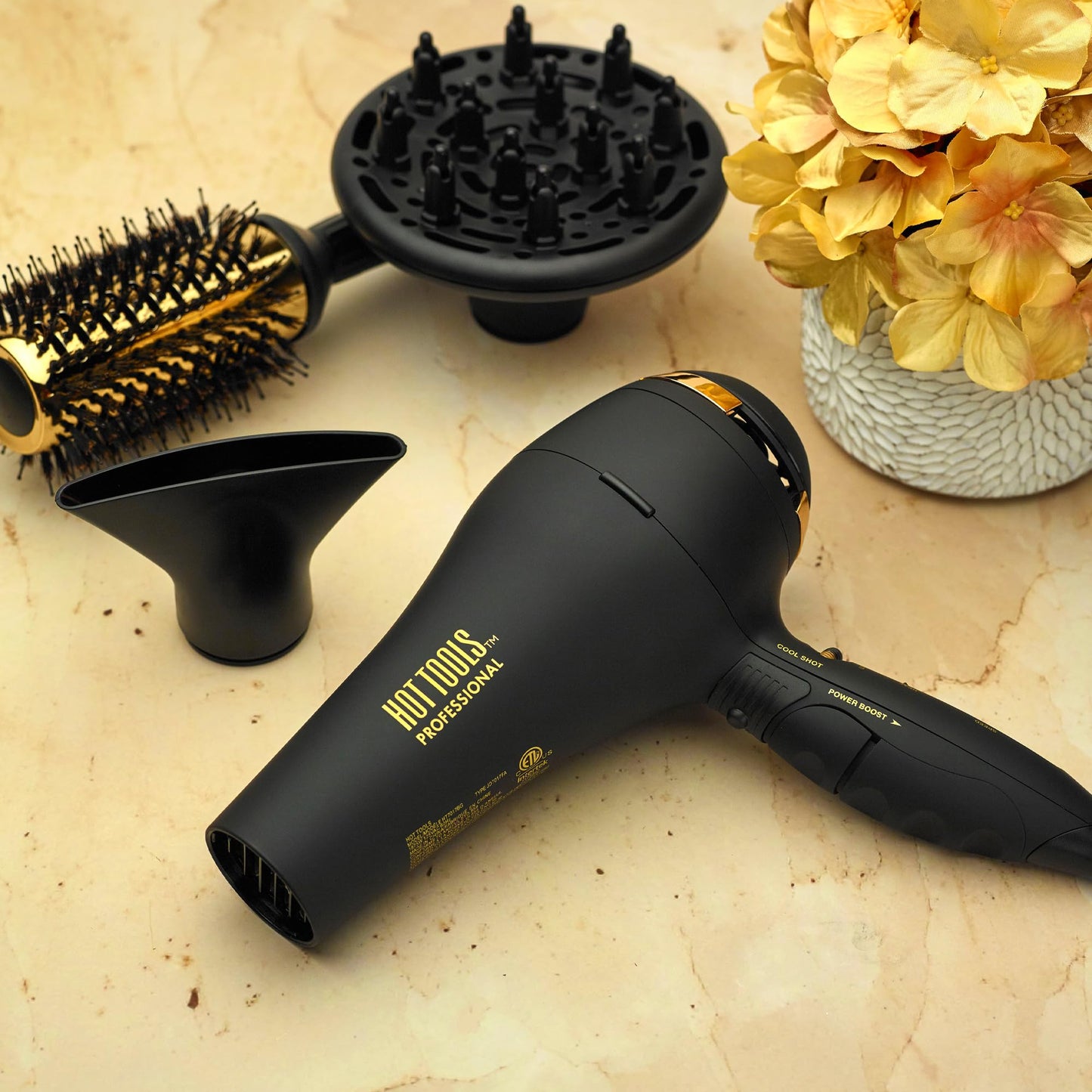Hot Tools Pro Artist Black Gold 2100 Turbo Ceramic + Ionic Hair Dryer | Fast Dry, Lightweight Beauty & Personal Care HOT TOOLS