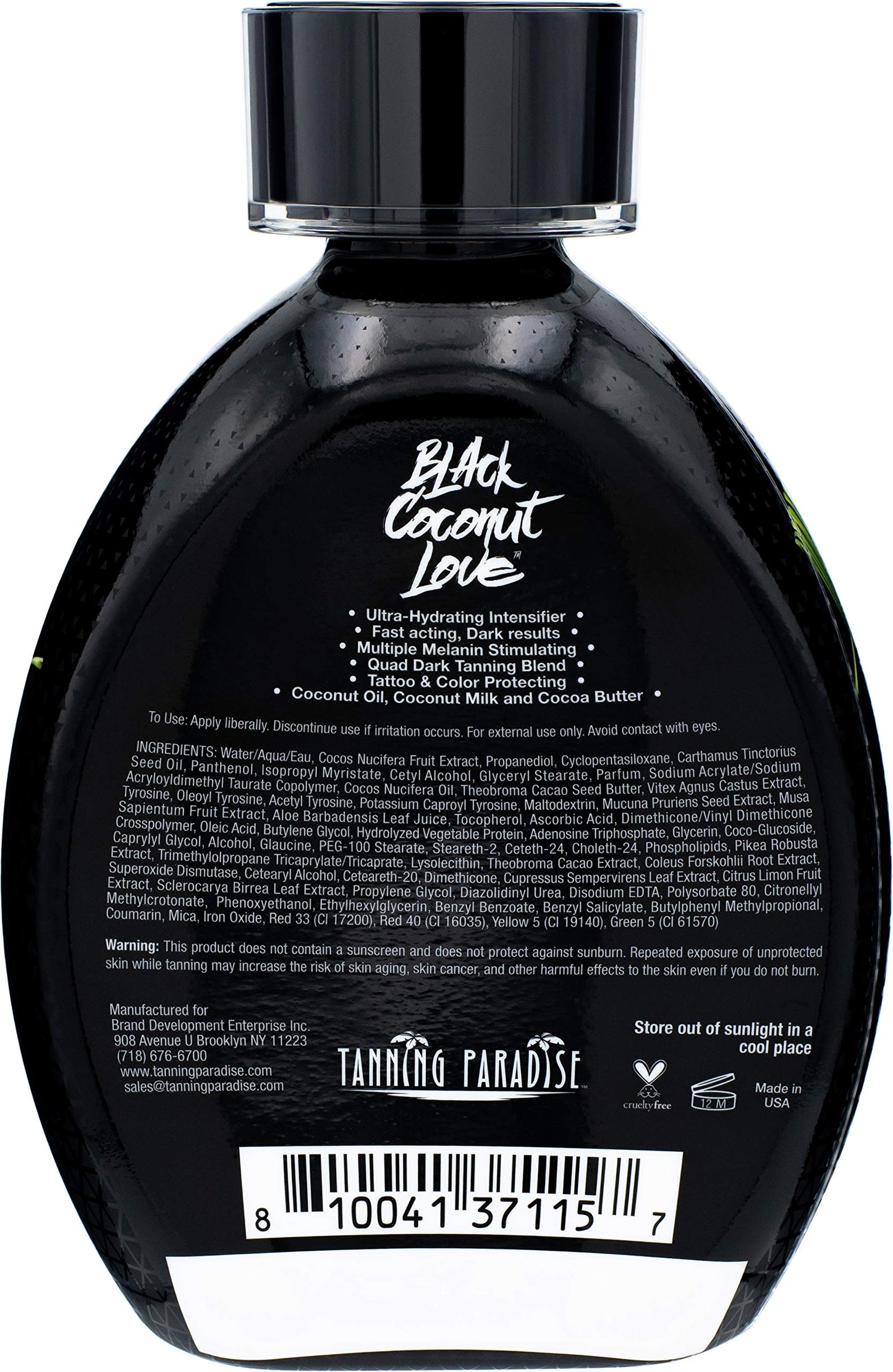 Tanning Paradise Black Coconut Love Tanning Lotion | Coconut Oil | Age-Defying | Tattoo Protecting Formula | Ultra Hydrating Dark Tanning Lotion Beauty & Personal Care TANNING PARADISE