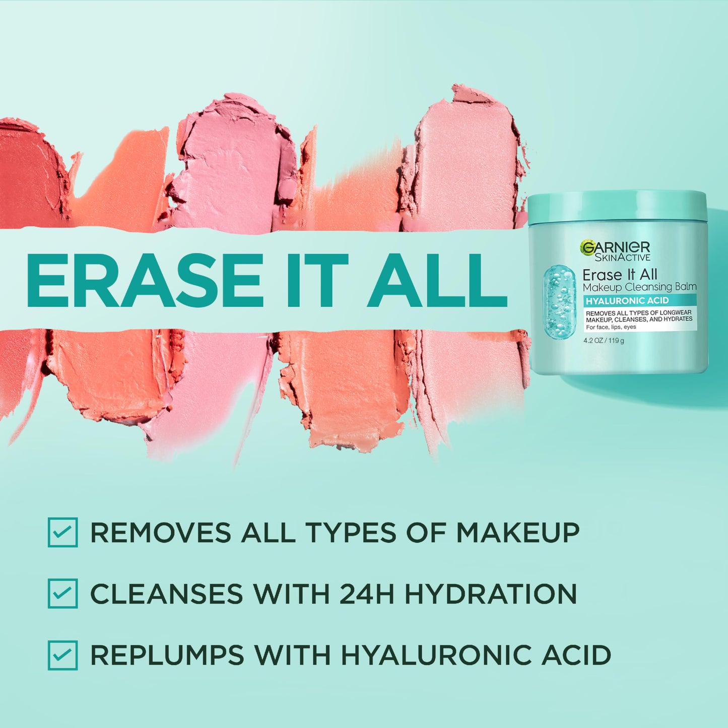 Garnier Erase It All Makeup Cleansing Balm with Hyaluronic Acid, Replumping Facial Cleanser and Makeup Remover, 4.2 Oz Beauty & Personal Care Garnier