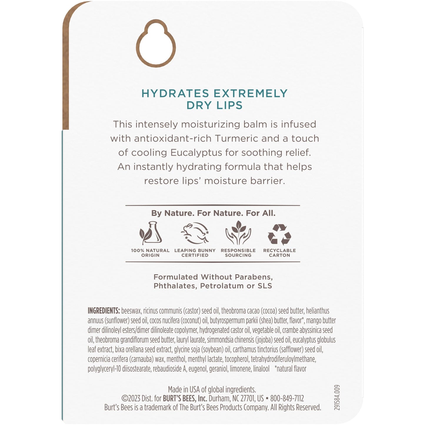 Burt's Bees 100% Natural Origin Rescue Lip Balm With Beeswax and Antioxidant-Rich Turmeric Promotes Healing Of Extremely Dry Lips, Cooling Eucalyptus Beauty and Personal Care Burt's Bees