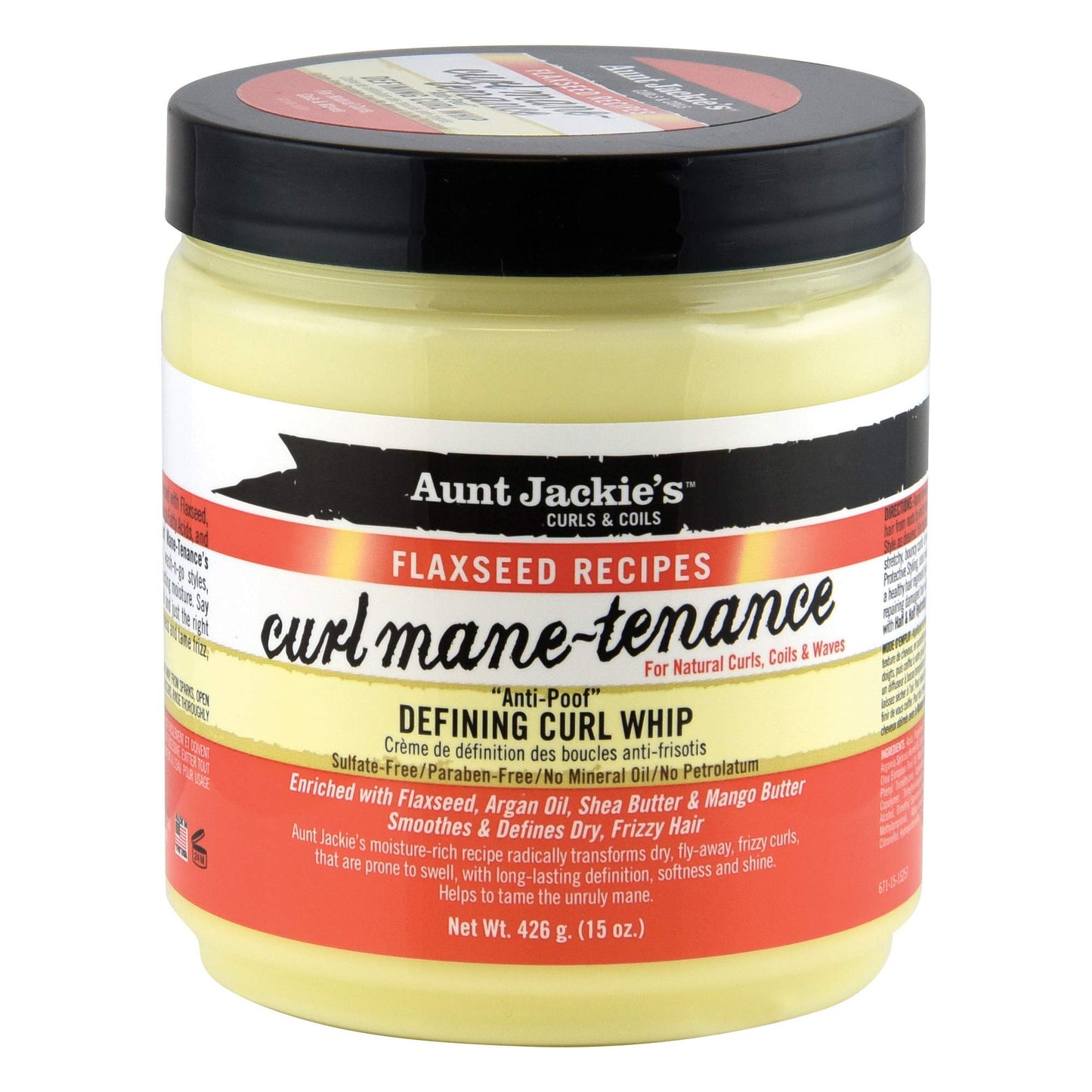 Aunt Jackie's Flaxseed Recipes Curl Mane-tenance, Lightwieght Anti-Poof Defining Curl Whip, Enriched with Flaxseed, Argan Oil and Shea Butter, Great Beauty & Personal Care Aunt Jackie's