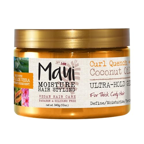 Maui Moisture Curl Quench + Coconut Oil Ultra-Hold Gel, for Curly Hair Styling, Vegan, No Drying Alcohols, Paraben Free, Silicone Free, 12 Ounce Beauty & Personal Care Maui Moisture