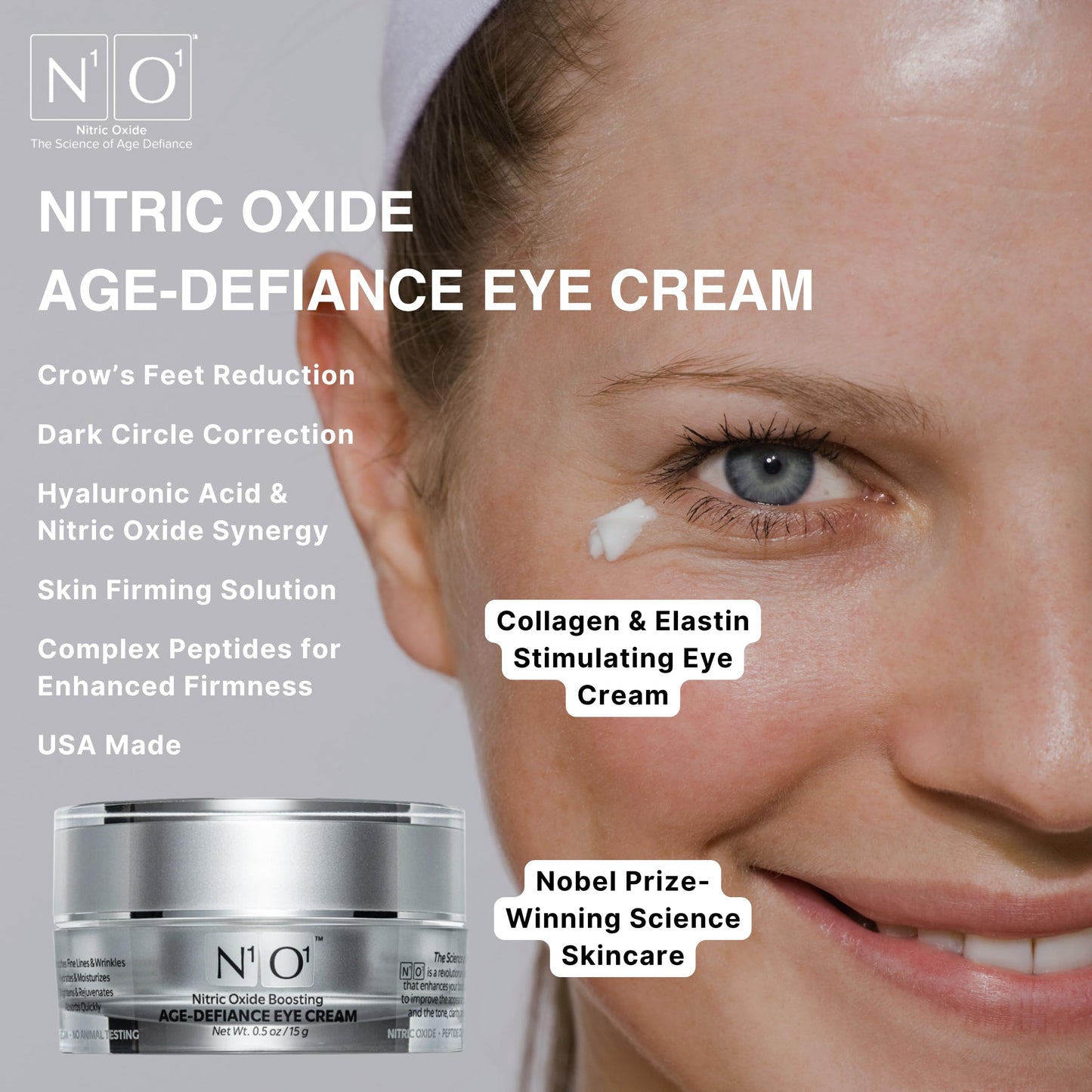 N1O1 Age-Defiance Eye Cream - Day & Night Moisturizer with Nitric Oxide, Hyaluronic Acid, Complex Peptides, Ceramides - Hydrating Eye Cream for Dark Beauty & Personal Care N1O1