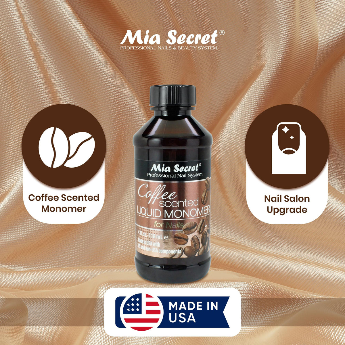 Mia Secret COFFEE SCENTED Liquid Monomer - Alternate Acrylic Nail Liquid for Acrylic Powder - EMA monomer - Scented Nail Monomer liquid - ema monomer