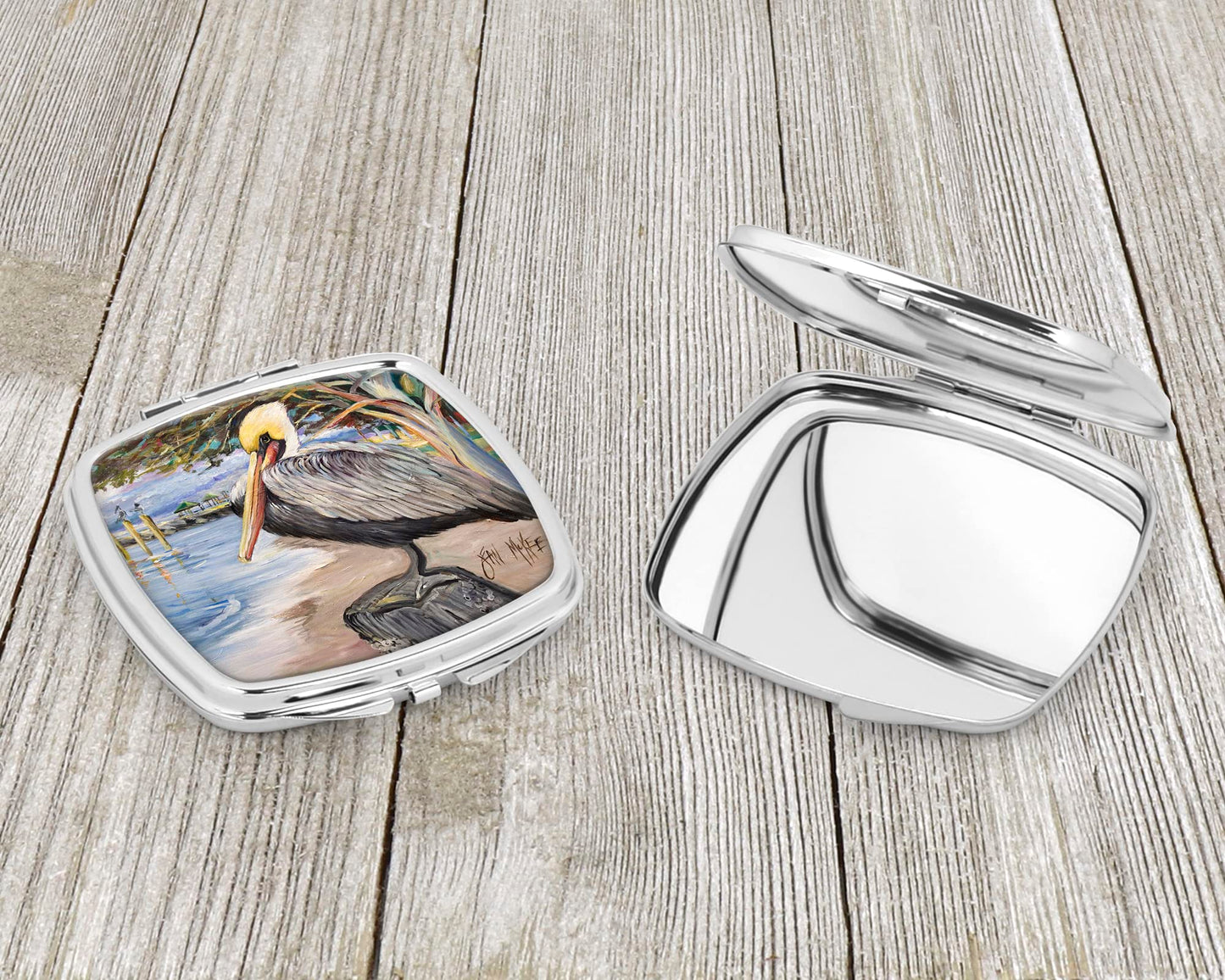 Caroline's Treasures JMK1218SCM Pelican Bay Compact Mirror Decorative Travel Makeup Mirror for Women Girls Gifts Pocket Makeup Mirror Folding Handheld Beauty & Personal Care Caroline's Treasures