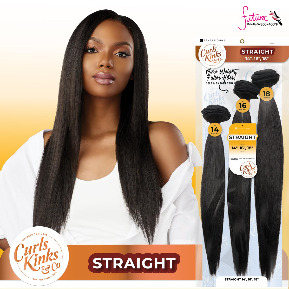 Sensationnel CKCO Synthetic Bundle-Straight,14 16 18 inch, 1B OFFBLACK