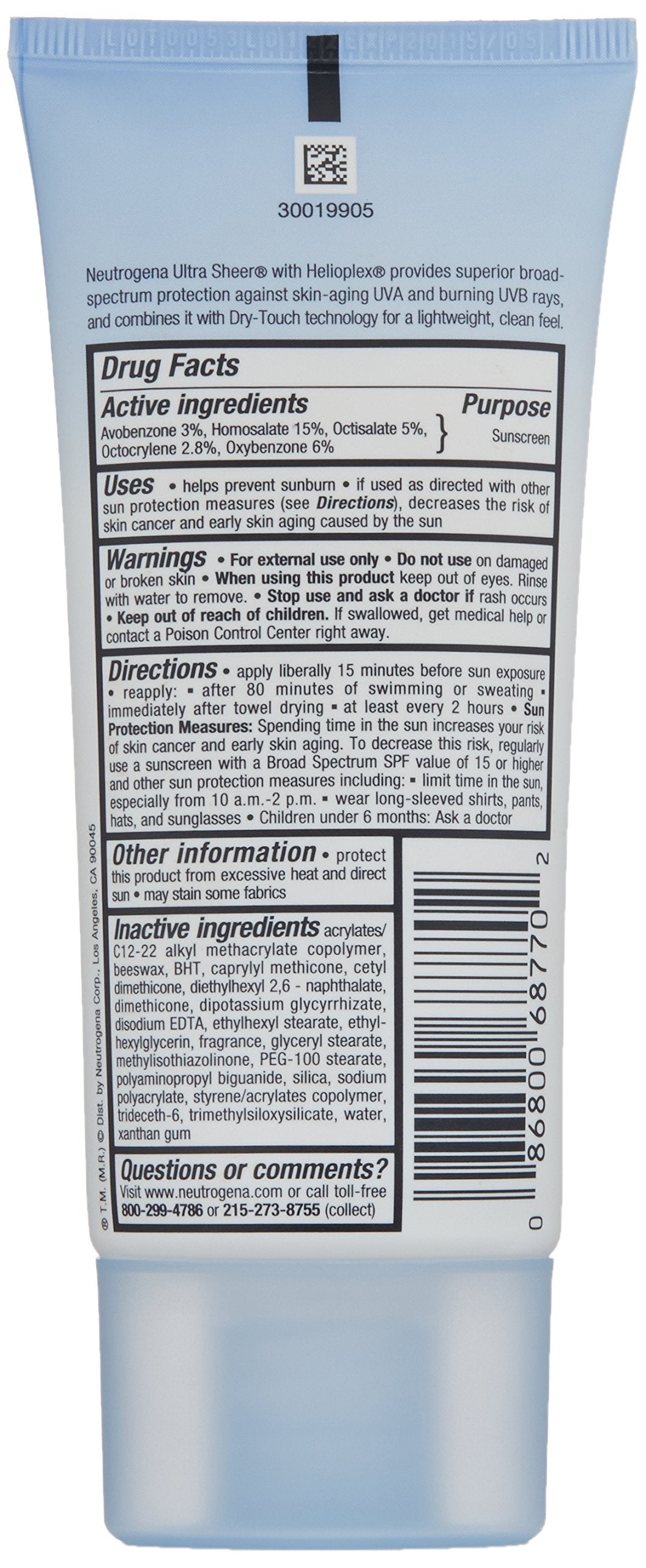 Neutrogena Ultra Sheer SPF 70 3 OZ Beauty & Personal Care Neutrogena