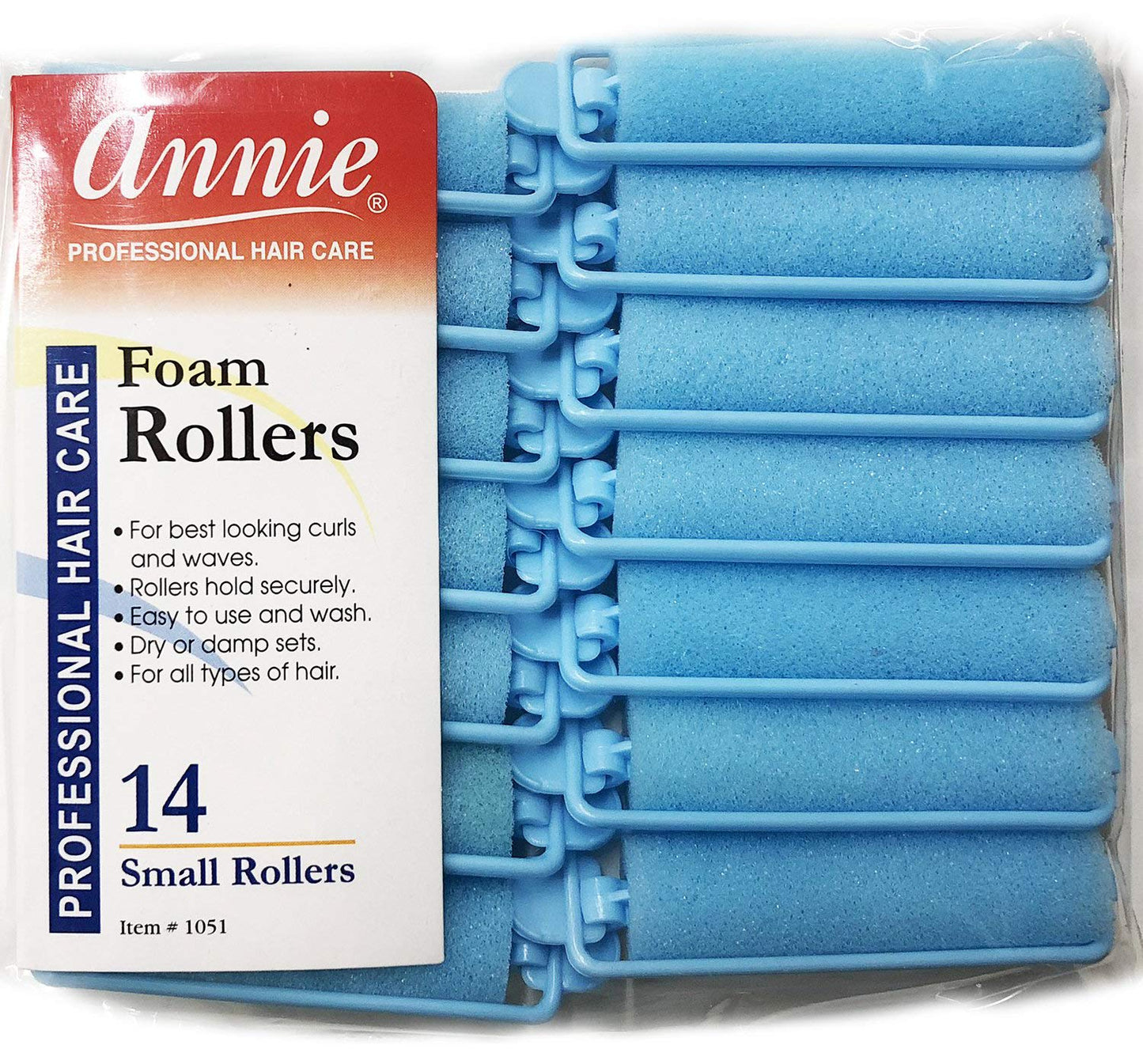Annie Salon Style Small Foam Hair Rollers - 5/8" Blue - 14 Piece Set - Soft Heat-less Hair Curling Tools Beauty & Personal Care Annie