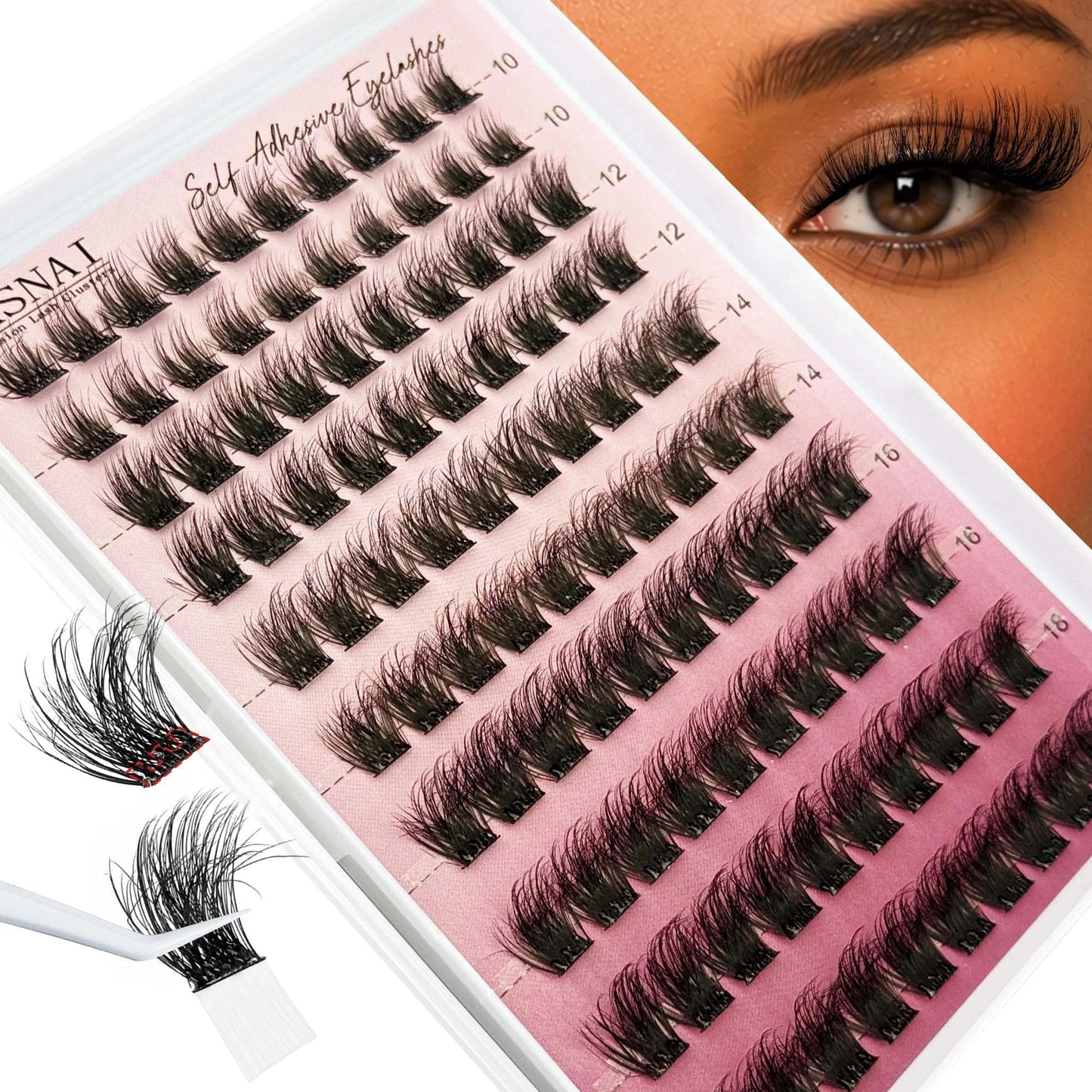 Self Adhesive Eyelashes Mink Lash Fluffy Self-Adhesive Lash Clusters Full 10-18mm YASNAI Wispy Pre Glued Eyelash Cluster, Volume Waterproof Press on Beauty and Personal Care YASNAI Default Title