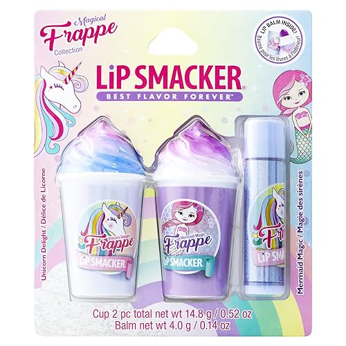 Lip Smacker Magical Frappe Collection 3 Pack Beverage Lip Balm - Moisturizing, Soothing Unicorn & Mermaid Delight/Magic Beauty & Personal Care Lip Smacker