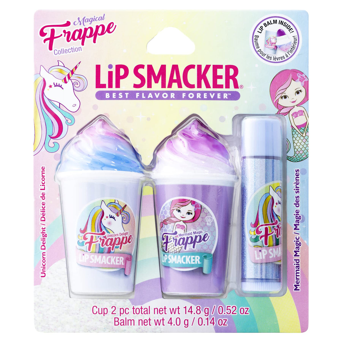 Lip Smacker Magical Frappe Collection 3 Pack Beverage Lip Balm - Moisturizing, Soothing Unicorn & Mermaid Delight/Magic Beauty & Personal Care Lip Smacker