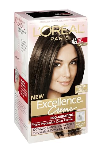 L'Oreal Paris Excellence Creme Haircolor, Dark Ash Brown [4A] (Cooler) 1 ea (Pack of 9) Beauty & Personal Care L'Oreal Paris