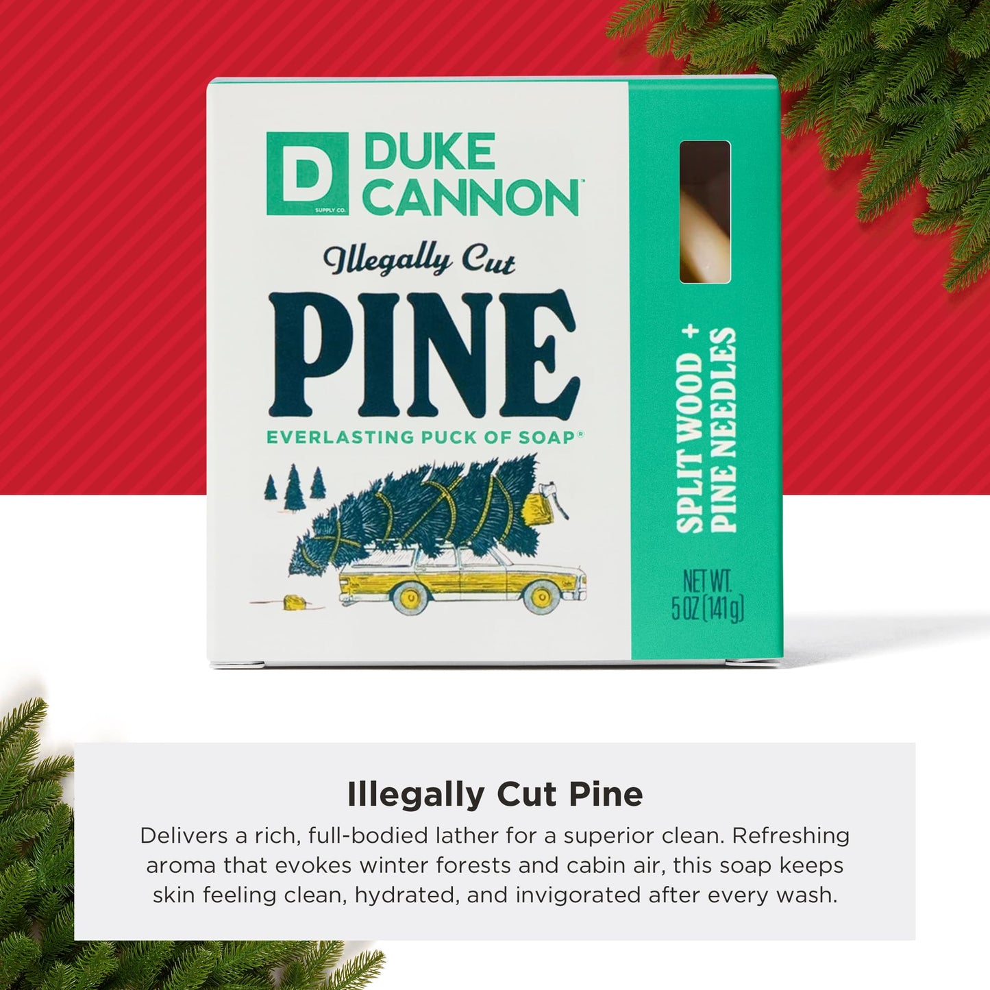 Duke Cannon Illegally Cut Pine Soap for Men, Pack of 4 - Long-Lasting 5 oz Bars with Fresh Pine Scent, Extra Large Exfoliating Soap Pucks for Daily Beauty & Personal Care Duke Cannon Supply Co.