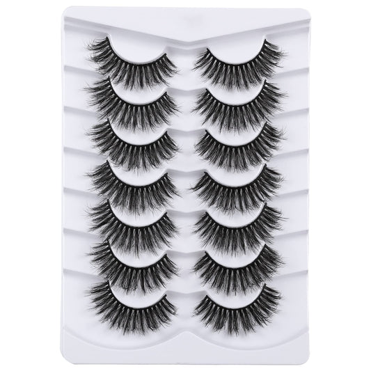 Mebver 8D Fluffy Lashes False Eyelashes Wispy Faux Mink Lashes Light Weight Fake Eyelashes Cat Eye Lashes 7 Pairs Pack Beauty & Personal Care Mebver