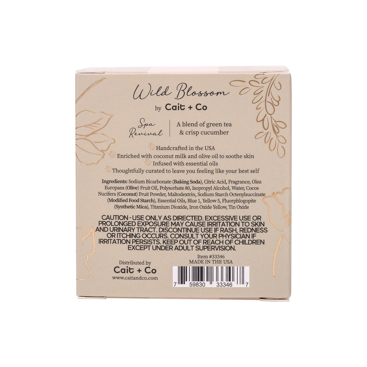 Cait + Co Soothing Bath Bomb Giftable, 7 Ounce Essential Oil, Green Tea and Cucumber Scent, Spa Revival Beauty & Personal Care Cait + Co