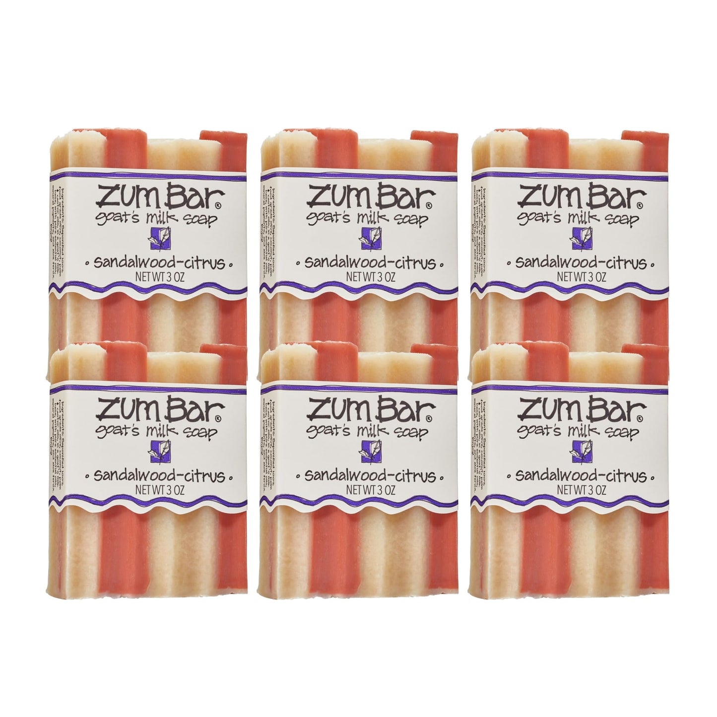 Indigo Wild Zum Goat's Milk Soap Bar - Bar Soap for Hands & Body Made with Essential Oils - 3 oz - Sandalwood-Citrus (6 Pack) Beauty & Personal Care Indigo Wild