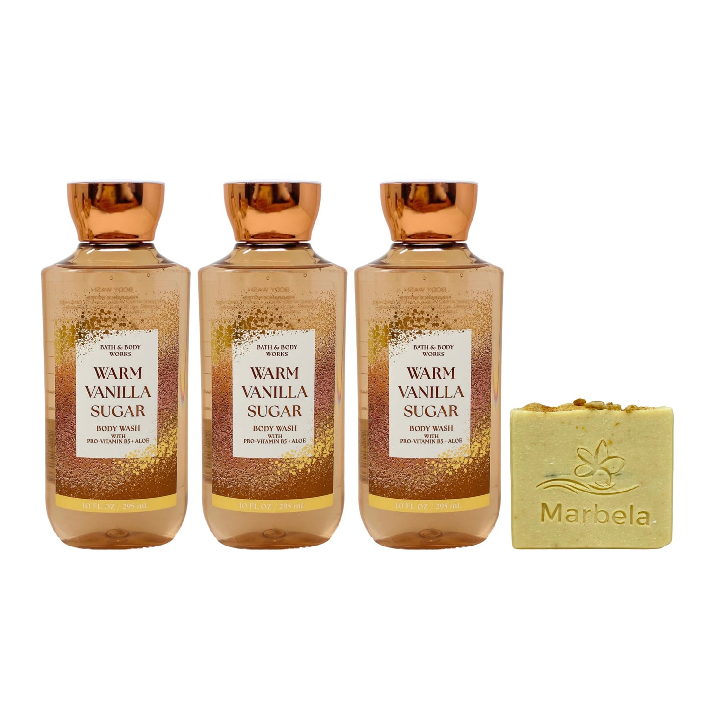 Bath & Body Works Warm Vanilla Sugar - 3 Body Washes with a Perfectly Peeled Bar Soap Beauty & Personal Care Bath & Body Works