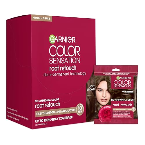 Garnier Color Sensation Root Retouch, Demi Permanent Hair Dye for Roots with 100% Gray Coverage and No Ammonia, Light Brown 6.0, Pack of 6 (Packaging Beauty & Personal Care Garnier