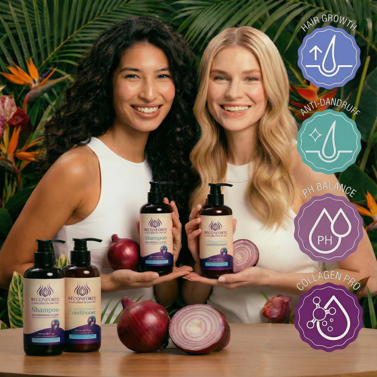Rêconforte Onion Shampoo and Conditioner Set, 500ml / 16.9 fl oz Volumizing Formula for Fuller, Thicker-Looking Hair, Keratin Growth Formula, Paraben Beauty & Personal Care Rêconforte