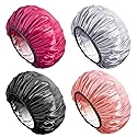 Aquior Shower Caps, Extra Large for Women Long Hair, Double Layer Waterproof Reusable Hair Cap 4 Pieces Beauty & Personal Care Aquior