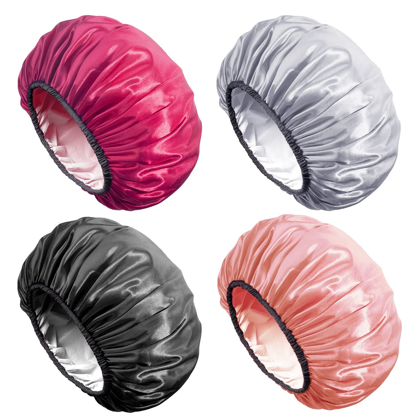 Aquior Shower Caps, Extra Large for Women Long Hair, Double Layer Waterproof Reusable Hair Cap 4 Pieces Beauty & Personal Care Aquior