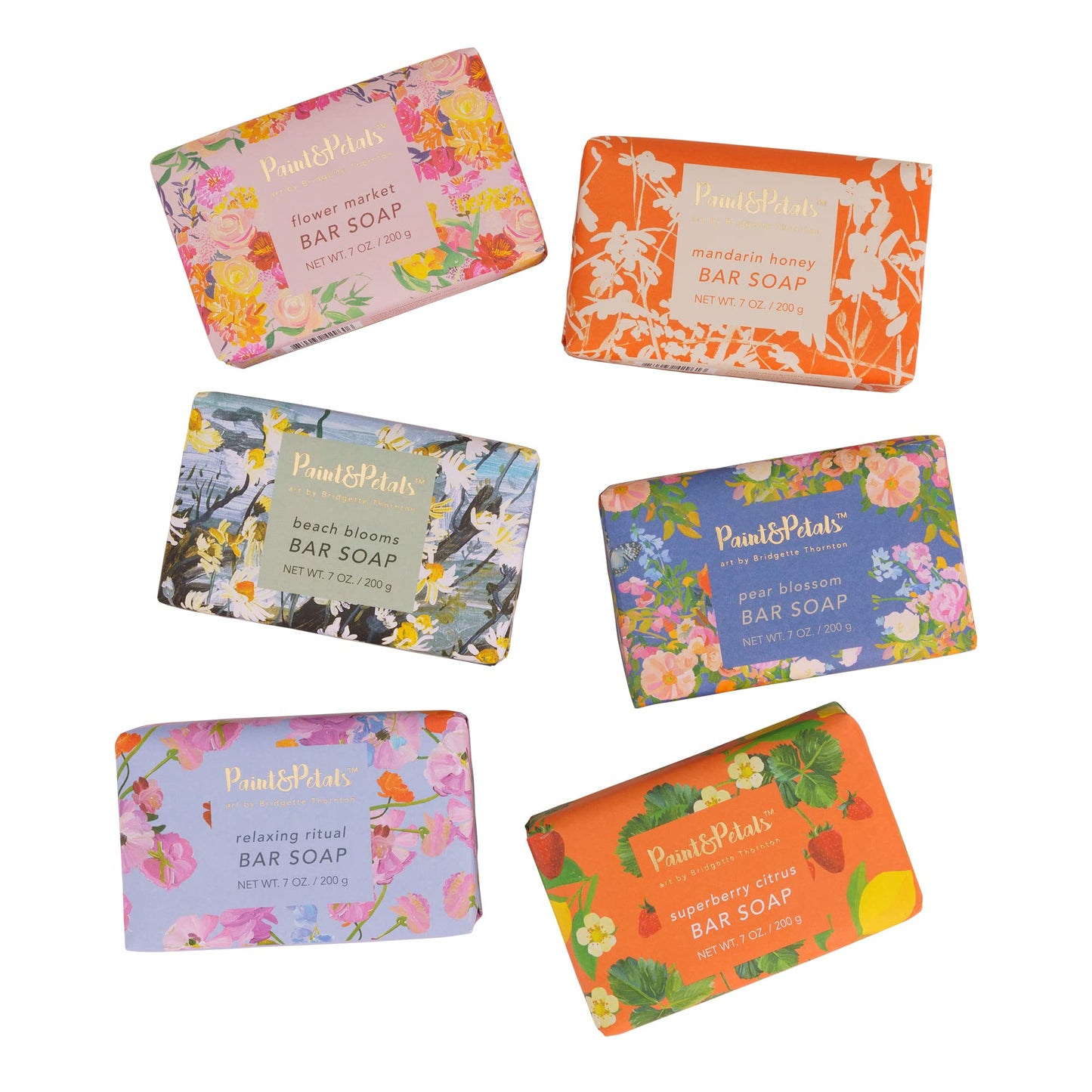 PAINT & PETALS Scented Bar Soap Set with 6 Different Scents and 2 Gift Bags, 7 Ounces Each Beauty & Personal Care PAINT & PETALS