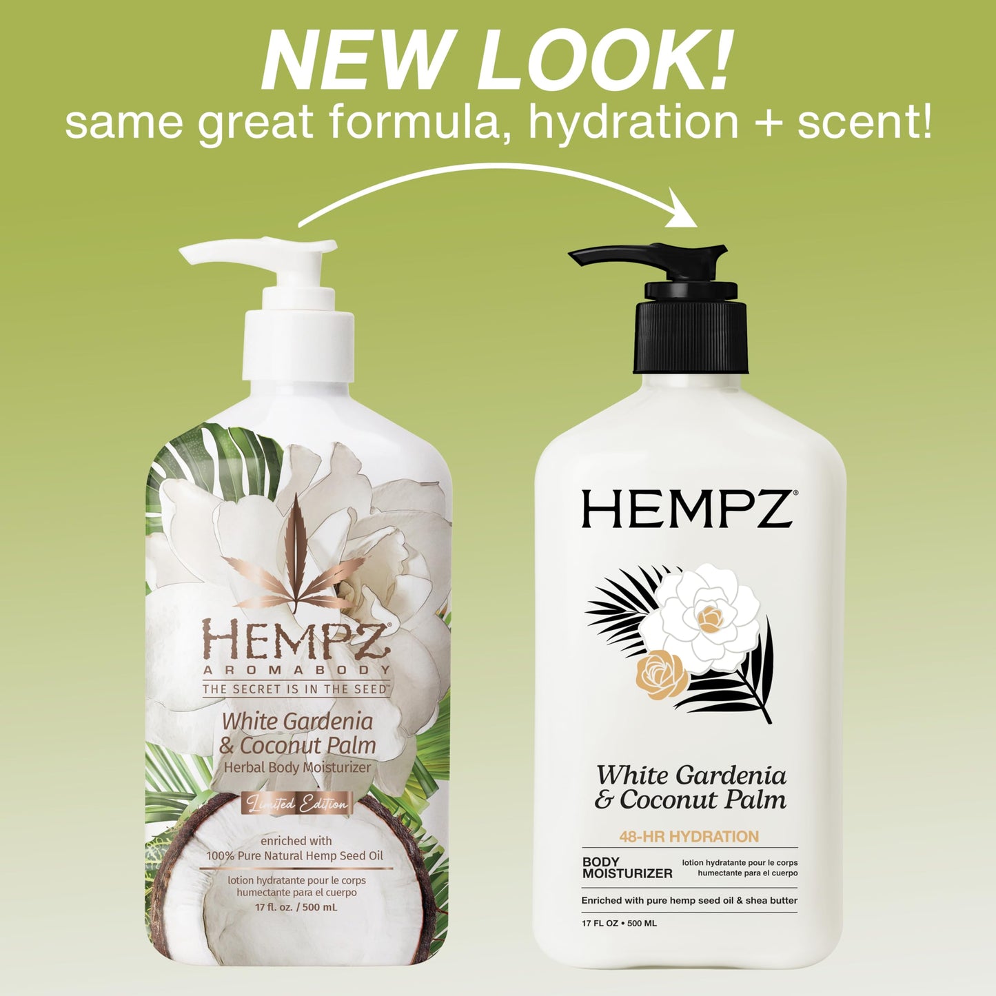 Hempz Body Lotion Moisturizer - White Gardenia & Coconut Palm - Daily Moisturizing Cream, Shea Butter, Coconut Oil - Skin Care Products, All Natural Beauty & Personal Care Hempz