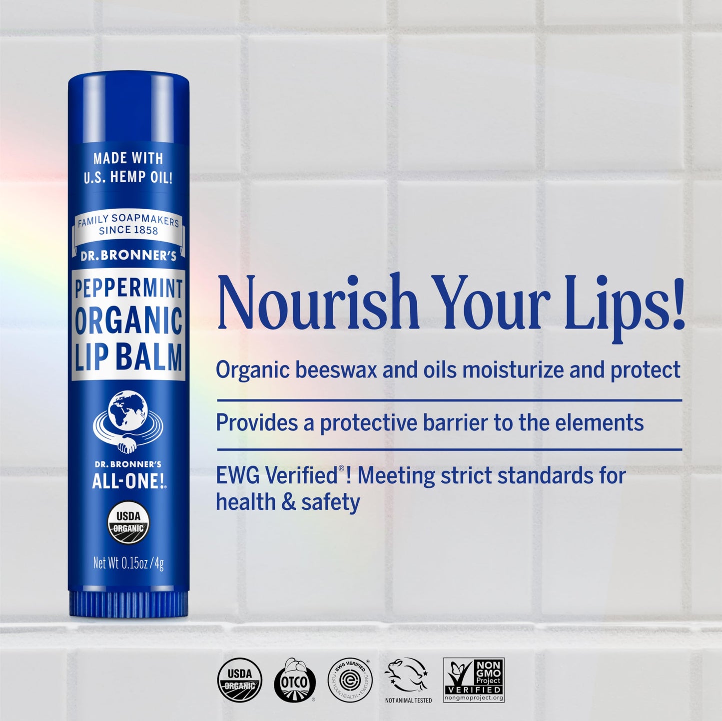 Dr. Bronner's - Organic Lip Balm (Peppermint, .15 ounce, 6-Pack) - Made with Organic Beeswax and Avocado Oil, For Dry Lips, Hands, Chin or Cheeks Beauty & Personal Care Dr. Bronner's