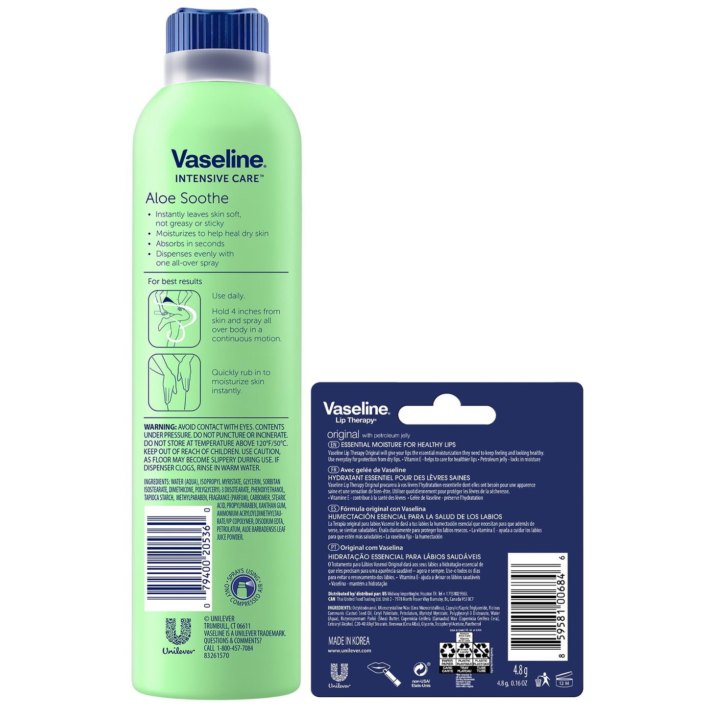 Vaseline Intensive Care Spray Moisturizer, Aloe Soothe 6.5 oz, Twin Pack Beauty & Personal Care Vaseline