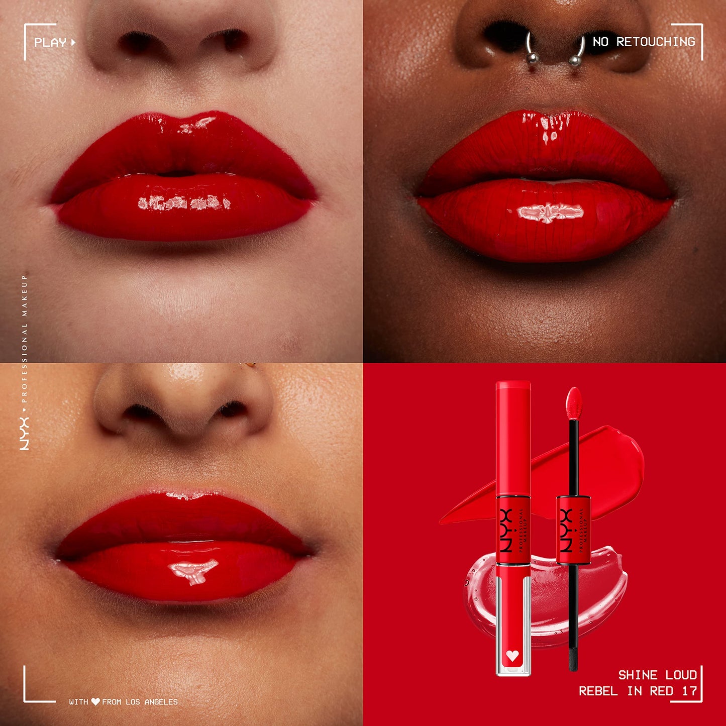 NYX PROFESSIONAL MAKEUP Shine Loud, Long-Lasting Liquid Lipstick with Clear Lip Gloss - Rebel In Red (Warm Red) Beauty & Personal Care NYX PROFESSIONAL MAKEUP