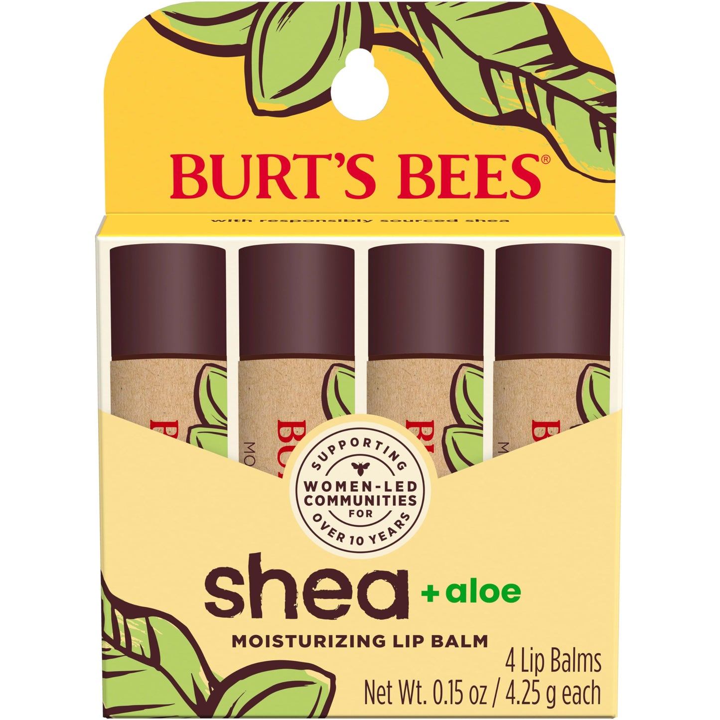 Burt's Bees Shea and Aloe Moisturizing Lip Balm, Lip Moisturizer With Responsibly Sourced Beeswax, Tint-Free, Natural Origin Conditioning Treatment, 4 Beauty and Personal Care Burt's Bees