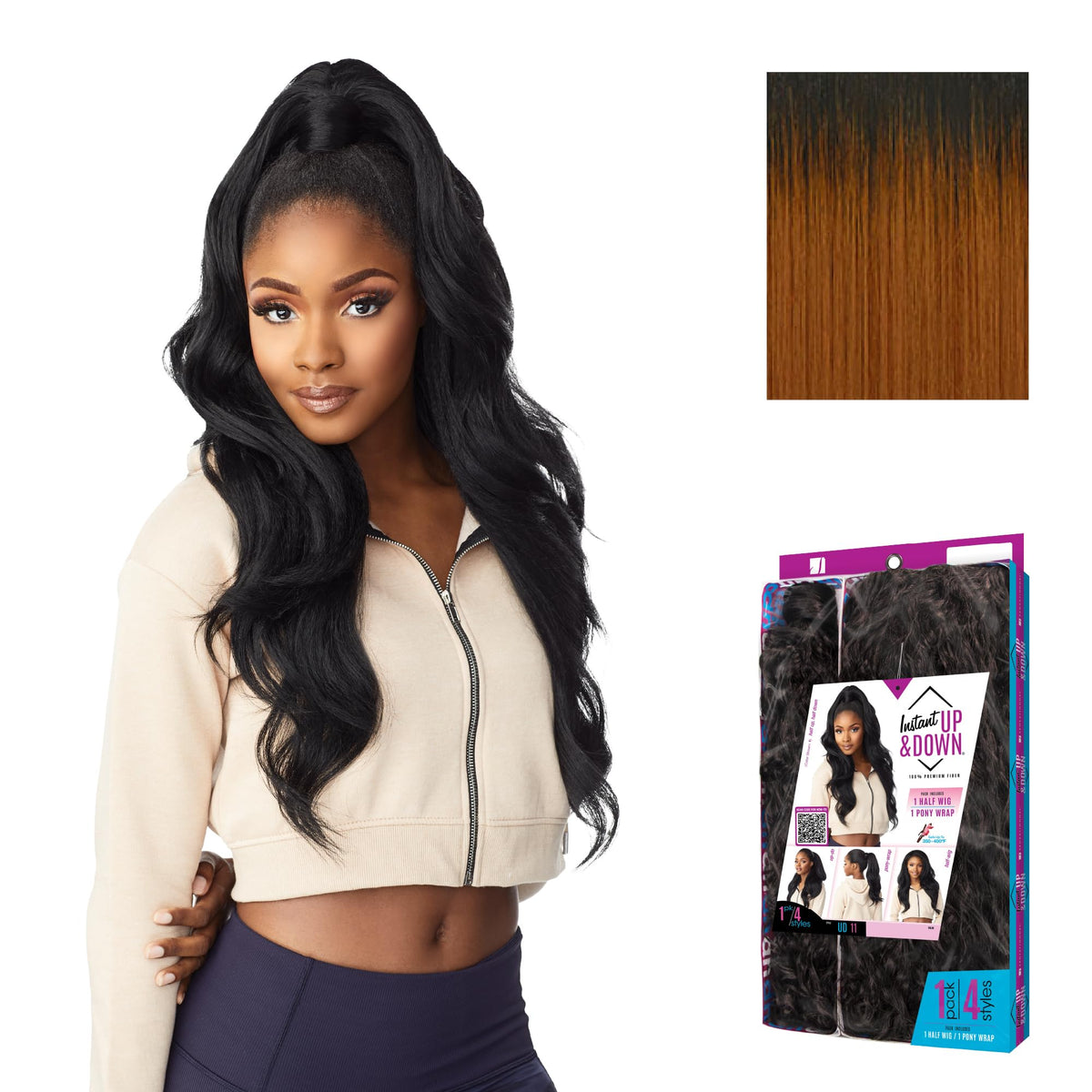 Sensationnel Instant Updown Halfwig Pony-lud 11, T2/COPPER