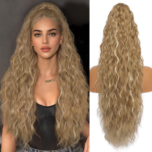 ORSUNCER Ponytail Extension Claw 18" Curly Pony Tail Clip in Claw Hair Extensions Fluffy Natural Looking Synthetic Hairpiece for Women Blonde Beauty and Personal Care ORSUNCER Default Title