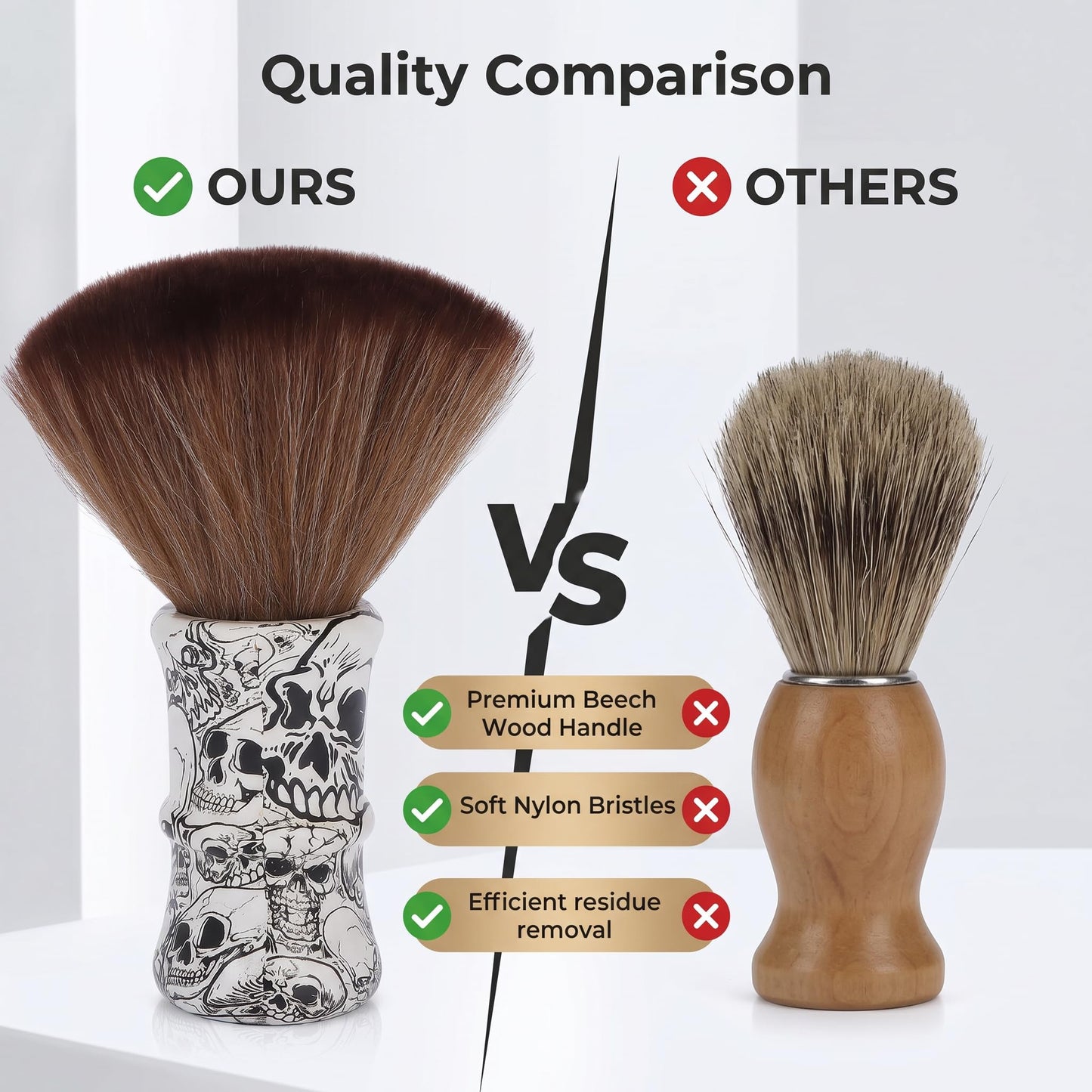 Milltrip Barber Neck Duster Brush, Hair Shaving Brush Soft Nylon Broken Hair Shave Brush with Wooden Handle Barber Supplies and Salon Accessories Beauty and Personal Care Milltrip