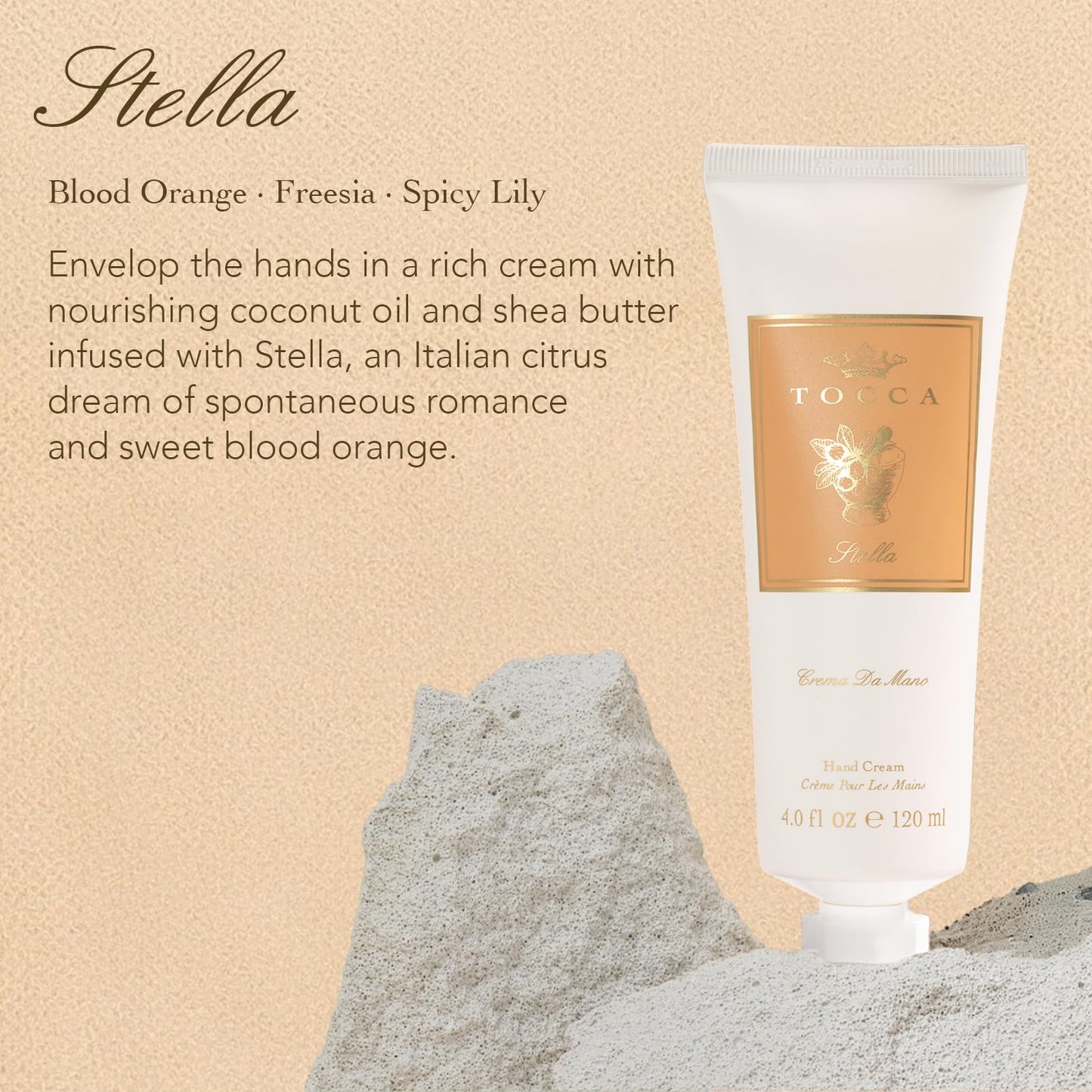 Tocca Crema de Mano Luxe, Stella Hand Cream, 4 oz - Blood Orange, Freesia, Spicy Lily - Moisturizing, Quick Absorbing Beauty & Personal Care Tocca